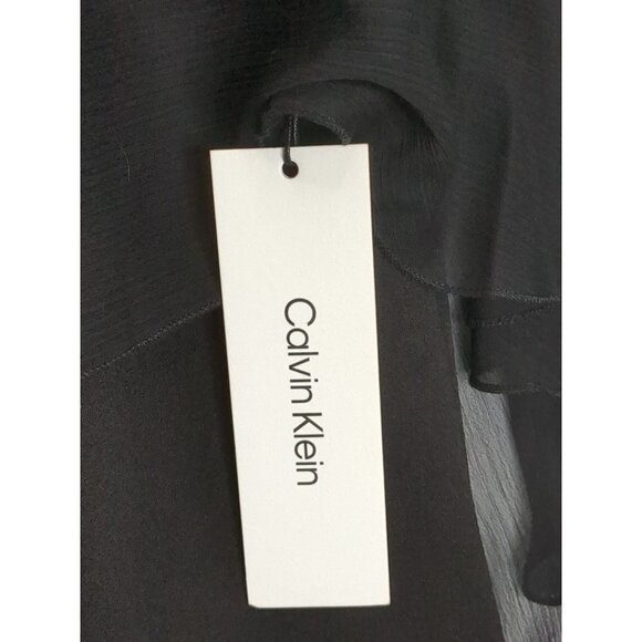 Calvin Klein Dress Womens 16 Chiffon Draped Shift Black Cocktail Formal - Picture 6 of 11
